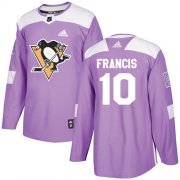 Wholesale Cheap Adidas Penguins #10 Ron Francis Purple Authentic Fights Cancer Stitched NHL Jersey