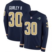 Wholesale Cheap Nike Rams #30 Todd Gurley II Navy Blue Team Color Men's Stitched NFL Limited Therma Long Sleeve Jersey
