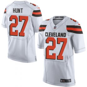 Wholesale Cheap Nike Browns #27 Kareem Hunt White Men\'s Stitched NFL New Elite Jersey