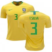 Wholesale Cheap Brazil #3 T.Silva Home Kid Soccer Country Jersey
