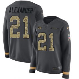 Wholesale Cheap Nike Bengals #21 Mackensie Alexander Anthracite Salute to Service Women\'s Stitched NFL Limited Therma Long Sleeve Jersey