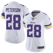Wholesale Cheap Nike Vikings #28 Adrian Peterson White Women's Stitched NFL Vapor Untouchable Limited Jersey