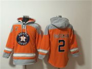 Wholesale Cheap Men's Houston Astros #2 Alex Bregman Orange Ageless Must-Have Lace-Up Pullover Hoodie