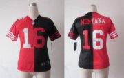 Wholesale Cheap Nike 49ers #16 Joe Montana Black/Red Women's Stitched NFL Elite Split Jersey