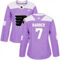 Wholesale Cheap Adidas Flyers #7 Bill Barber Purple Authentic Fights Cancer Women's Stitched NHL Jersey