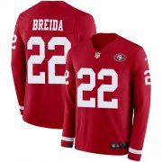 Wholesale Cheap Nike 49ers #22 Matt Breida Red Team Color Men's Stitched NFL Limited Therma Long Sleeve Jersey