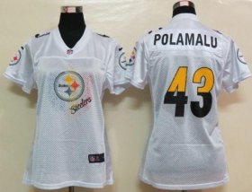 Wholesale Cheap Nike Steelers #43 Troy Polamalu White Women\'s Fem Fan NFL Game Jersey
