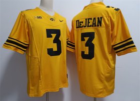 Cheap Men\'s Iowa Hawkeyes #3 Cooper DeJean Yellow Stitched Jersey