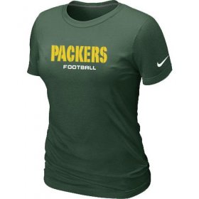 Wholesale Cheap Women\'s Nike Green Bay Packers Sideline Legend Authentic Font T-Shirt Green