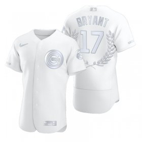 Wholesale Cheap Chicago Cubs #17 Kris Bryant Men\'s Nike Platinum MLB MVP Limited Player Edition Jersey