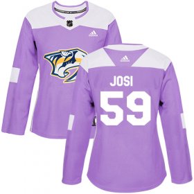Wholesale Cheap Adidas Predators #59 Roman Josi Purple Authentic Fights Cancer Women\'s Stitched NHL Jersey
