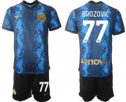 Wholesale Cheap Men 2021-2022 Club Inter Milan home blue 77 Nike Soccer Jersey