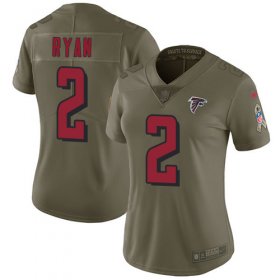 Wholesale Cheap Nike Falcons #2 Matt Ryan Olive Women\'s Stitched NFL Limited 2017 Salute to Service Jersey