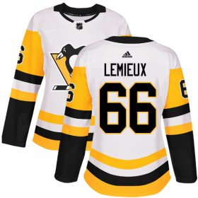 Wholesale Cheap Adidas Penguins #66 Mario Lemieux White Road Authentic Women\'s Stitched NHL Jersey
