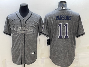 Wholesale Cheap Men's Dallas Cowboys #11 Micah Parsons Grey Gridiron With Patch Cool Base Stitched Baseball Jersey
