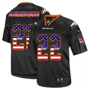 Wholesale Cheap Nike Broncos #22 C.J. Anderson Black Men's Stitched NFL Elite USA Flag Fashion Jersey