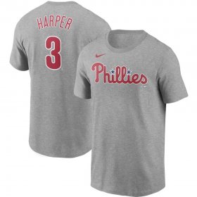 Wholesale Cheap Philadelphia Phillies #3 Bryce Harper Nike Name & Number T-Shirt Gray