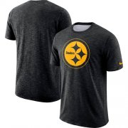Wholesale Cheap Men's Pittsburgh Steelers Nike Black Sideline Cotton Slub Performance T-Shirt