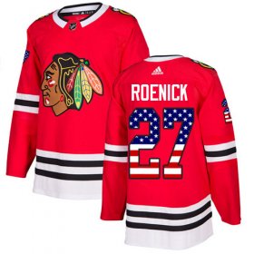 Wholesale Cheap Adidas Blackhawks #27 Jeremy Roenick Red Home Authentic USA Flag Stitched NHL Jersey