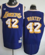 Wholesale Cheap Los Angeles Lakers #42 James Worthy Purple Swingman Throwback Jersey