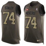 Wholesale Cheap Nike 49ers #74 Joe Staley Green Men's Stitched NFL Limited Salute To Service Tank Top Jersey