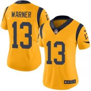 Wholesale Cheap Nike Rams #13 Kurt Warner Gold Women's Stitched NFL Limited Rush Jersey
