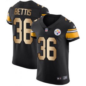 Wholesale Cheap Nike Steelers #36 Jerome Bettis Black Team Color Men\'s Stitched NFL Elite Gold Jersey