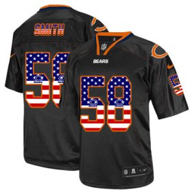 Wholesale Cheap Nike Bears #58 Roquan Smith Black Men\'s Stitched NFL Elite USA Flag Fashion Jersey
