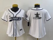 Wholesale Cheap Youth Dallas Cowboys White Team Big Logo With Patch Cool Base Stitched Baseball Jersey
