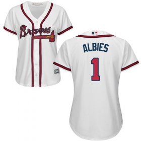 Wholesale Cheap Braves #1 Ozzie Albies White Home Women\'s Stitched MLB Jersey