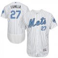 Wholesale Cheap Mets #27 Jeurys Familia White(Blue Strip) Flexbase Authentic Collection Father's Day Stitched MLB Jersey