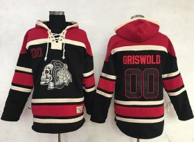 Wholesale Cheap Blackhawks #00 Clark Griswold Black Sawyer Hooded Sweatshirt Stitched NHL Jersey
