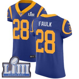 Wholesale Cheap Nike Rams #28 Marshall Faulk Royal Blue Alternate Super Bowl LIII Bound Men\'s Stitched NFL Vapor Untouchable Elite Jersey