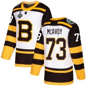 Wholesale Cheap Adidas Bruins #73 Charlie McAvoy White Authentic 2019 Winter Classic Stanley Cup Final Bound Stitched NHL Jersey