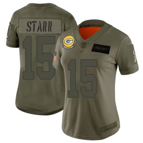 Wholesale Cheap Nike Packers #15 Bart Starr Camo Women\'s Stitched NFL Limited 2019 Salute to Service Jersey