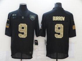 Wholesale Cheap Men\'s Cincinnati Bengals #9 Joe Burrow Black Camo 2020 Salute To Service Stitched NFL Nike Limited Jersey