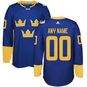 Wholesale Cheap Men\'s Adidas Team Sweden Personalized Authentic Blue Road 2016 World Cup NHL Jersey