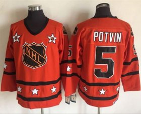 Wholesale Cheap Islanders #5 Denis Potvin Orange All-Star CCM Throwback Stitched NHL Jersey