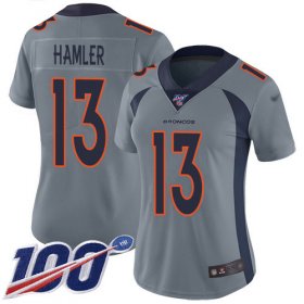Wholesale Cheap Nike Broncos #13 KJ Hamler Gray Women\'s Stitched NFL Limited Inverted Legend 100th Season Jersey