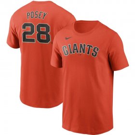 Wholesale Cheap San Francisco Giants #28 Buster Posey Nike Name & Number T-Shirt Orange