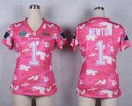 Wholesale Cheap Nike Panthers #1 Cam Newton Pink Women's Stitched NFL Elite Camo Fashion Jersey