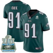 Wholesale Cheap Nike Eagles #91 Fletcher Cox Midnight Green Team Color Super Bowl LII Champions Youth Stitched NFL Vapor Untouchable Limited Jersey