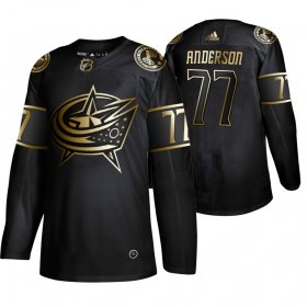 Wholesale Cheap Adidas Blue Jackets #77 Josh Anderson Men\'s 2019 Black Golden Edition Authentic Stitched NHL Jersey