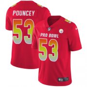 Wholesale Cheap Nike Steelers #53 Maurkice Pouncey Red Youth Stitched NFL Limited AFC 2018 Pro Bowl Jersey