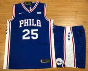 Wholesale Cheap Men's Philadelphia 76ers #25 Ben Simmons Royal Blue 2017-2018 Nike Swingman Stubhub Stitched NBA Jersey With Shorts
