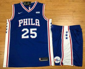 Wholesale Cheap Men\'s Philadelphia 76ers #25 Ben Simmons Royal Blue 2017-2018 Nike Swingman Stubhub Stitched NBA Jersey With Shorts