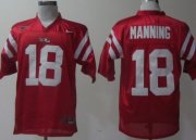 Wholesale Cheap Ole Miss Rebels #18 Achie Manning Red Jersey