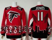 Wholesale Cheap Nike Falcons #11 Julio Jones Red/Black Men's Ugly Sweater