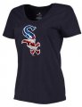 Wholesale Cheap Women's Chicago White Sox USA Flag Fashion T-Shirt Navy Blue