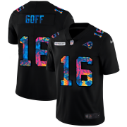Cheap Los Angeles Rams #16 Jared Goff Men's Nike Multi-Color Black 2020 NFL Crucial Catch Vapor Untouchable Limited Jersey